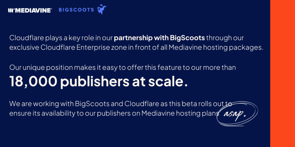 Cloudflare plays a key role in our partnership with BigScoots.